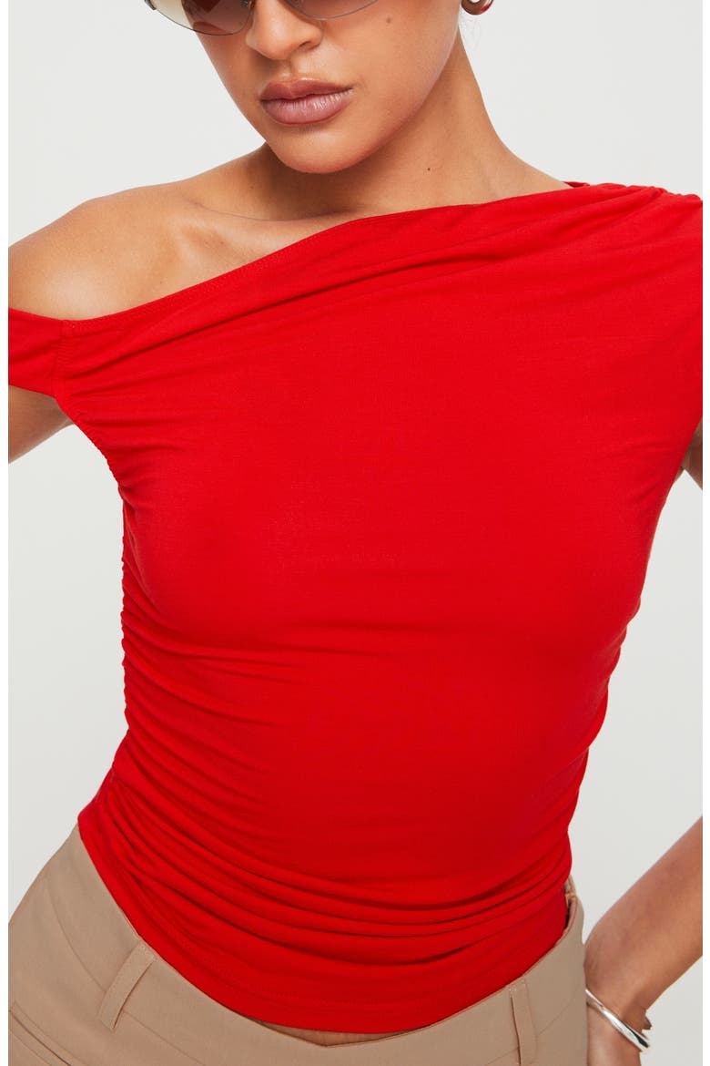 Beller One-Shoulder Crop Top, Alternate, color, RED