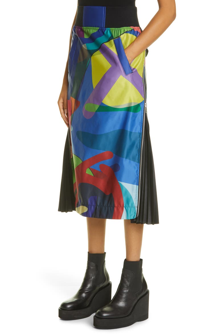 x KAWS MA-1 Print Side Pleated Skirt, Alternate, color, MULTI