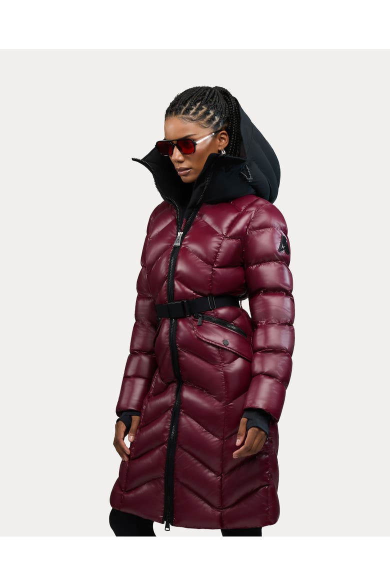 Bellevaux  Womens Puffer Coat with Adjustable Belt, Alternate, color, Cabernet