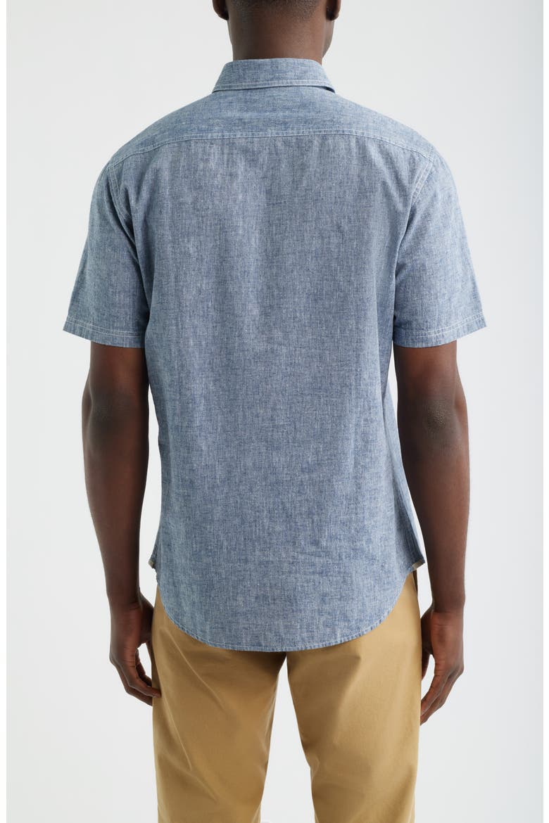 Formosa Regular Fit Short Sleeve Cotton & Linen Sport Shirt, Alternate, color, NAVY