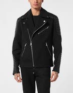 PHILIPP PLEIN Wool Biker Jacket With Leather Inserts Men