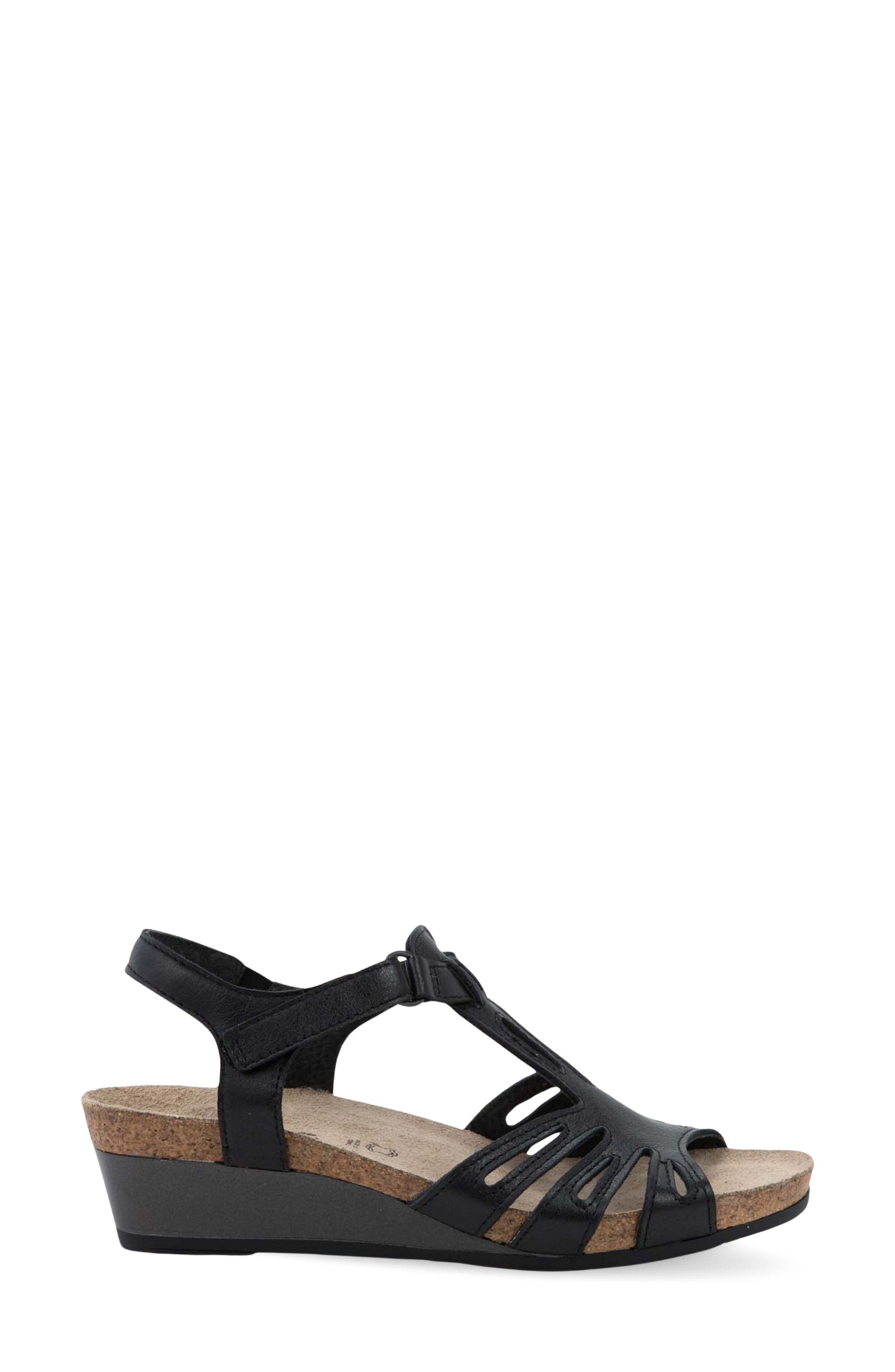 Naot Starlet Wedge Sandal, Alternate, color, Black Leather