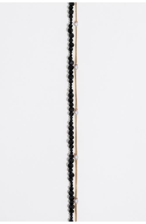Bimba Y Lola Double-layer Heart Logo Chain Crystals Necklace In Black