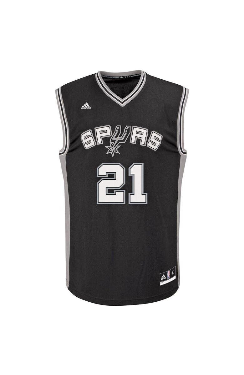 adidas Men's adidas San Antonio Spurs Tim Duncan Black Road Replica Jersey, Alternate, color, 