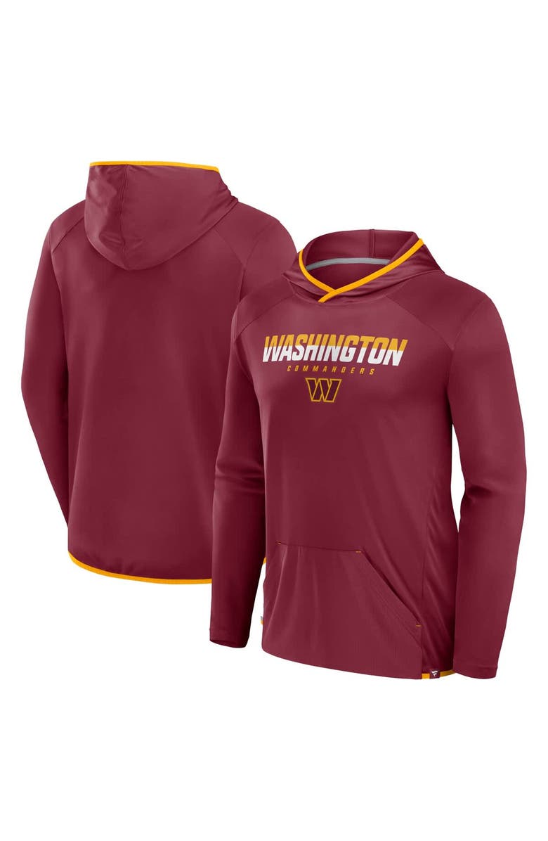 FANATICS Men's Fanatics Burgundy Washington Commanders Transitional Defender Hoodie Long Sleeve T-Shirt, Main, color, Burgundy