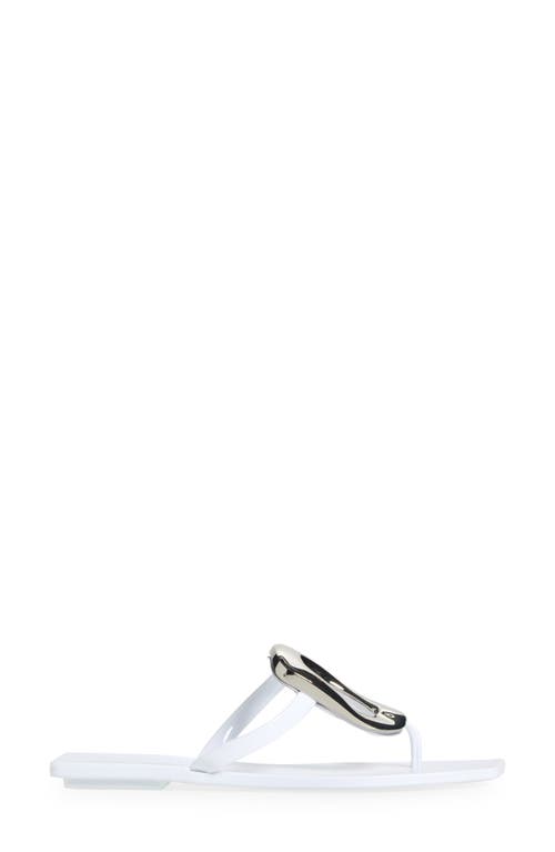 Jeffrey Campbell Linques Flip Flop In White Shiny Silver