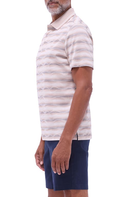 Bugatchi Wavy Stripe Cotton Polo In Sand