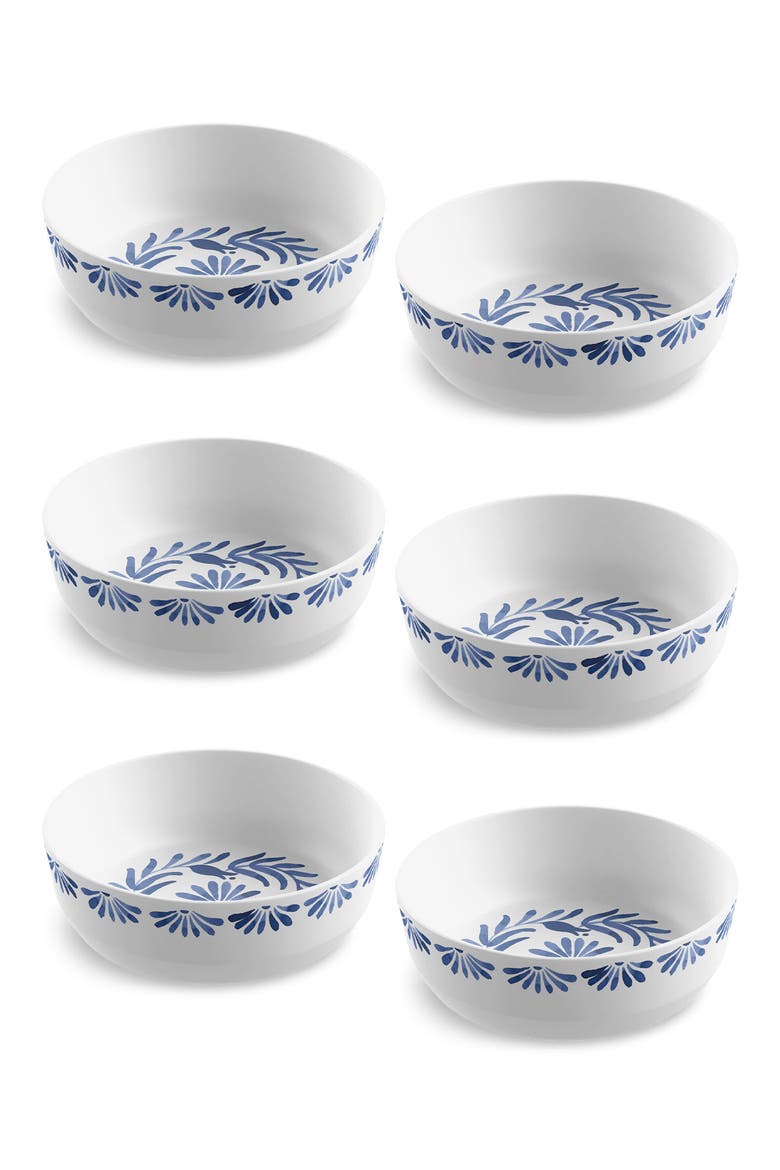 Set of Six Azul Melamine Bowls, Main, color, BLUE