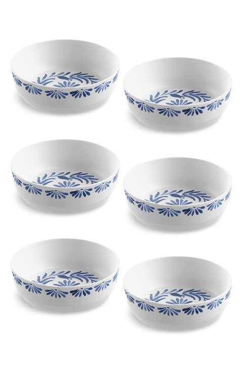 Set of Six Azul Melamine Bowls