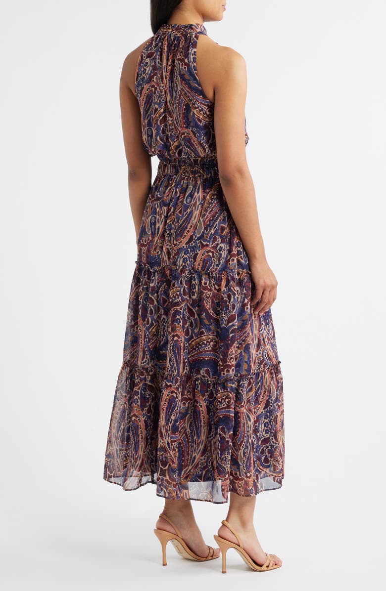 Julia Jordan Paisley Sleeveless Dress, Alternate, color, Navy Multi