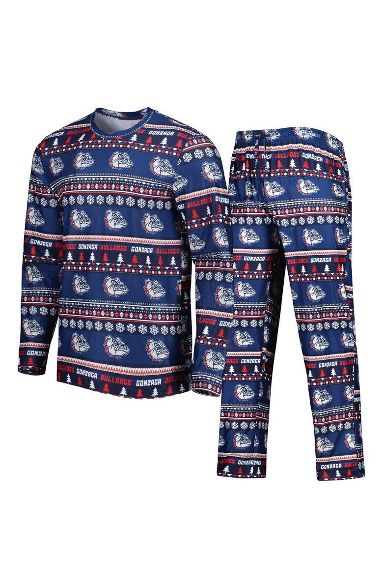 CONCEPTS SPORT Men's Concepts Sport Navy Gonzaga Bulldogs Swivel Long Sleeve T-Shirt & Pants Sleep Set, Alternate, color, Navy