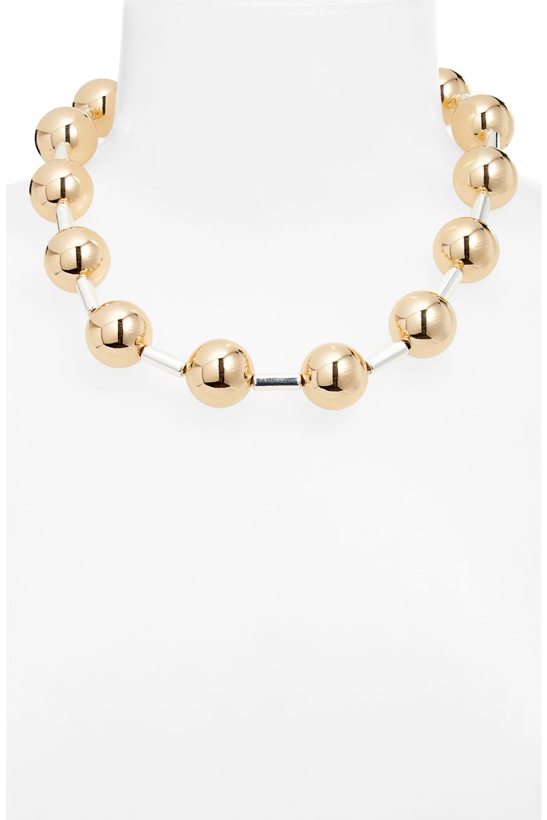 Jumbo Bead Collar Necklace, Alternate, color, GOLD- SILVER
