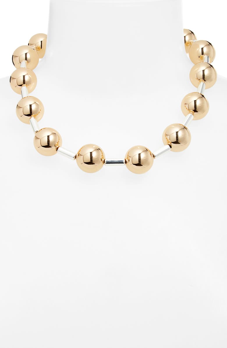Open Edit Jumbo Bead Collar Necklace, Alternate, color, Gold- Silver