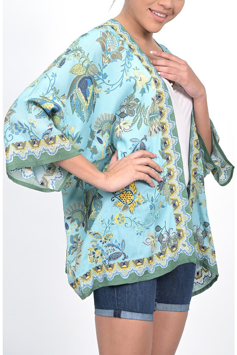 Floral Border Ruana, Alternate, color, SKY BLUE