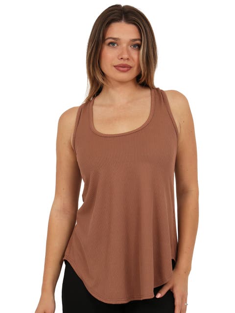 Womens Basic Ribbed Knit Sleeveless Scoop Neck Long Flared Tank Top