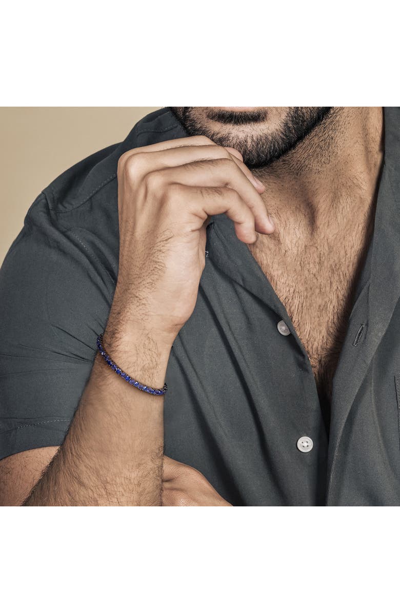 DELMAR Men's Sterling Silver Lab Created Sapphire Bracelet, Alternate, color, Blue