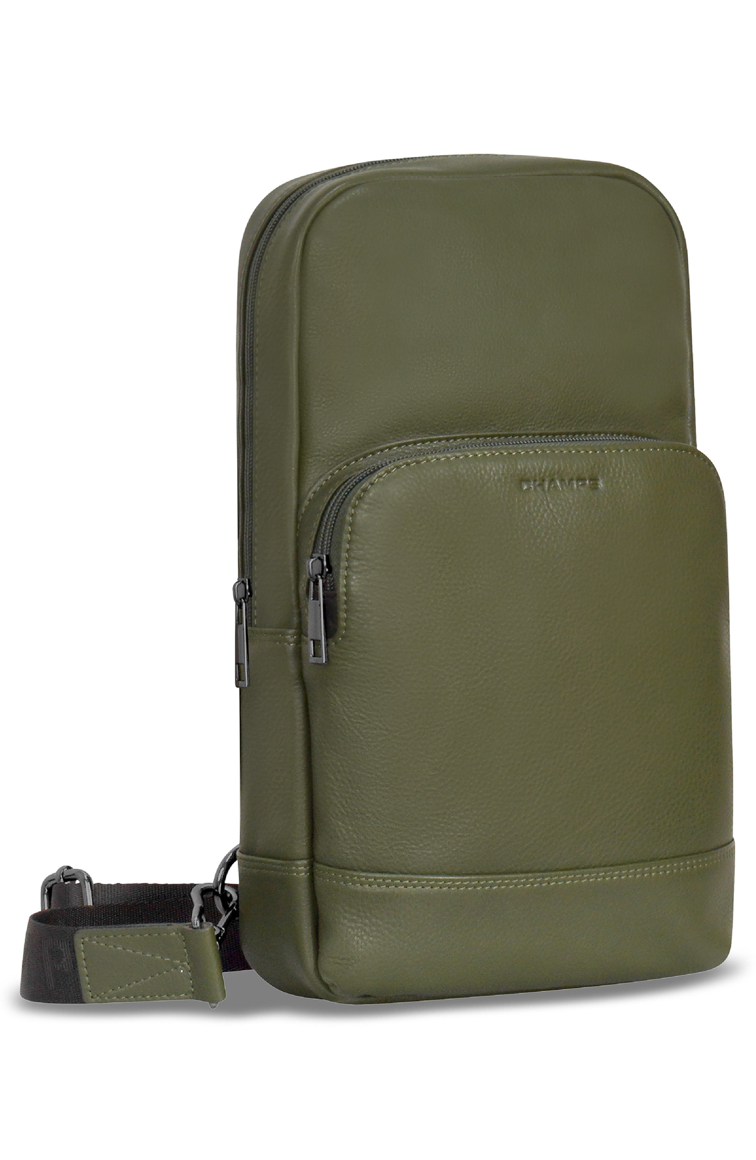 CHAMPS Onyx Leather Sling Bag, Alternate, color, Khaki