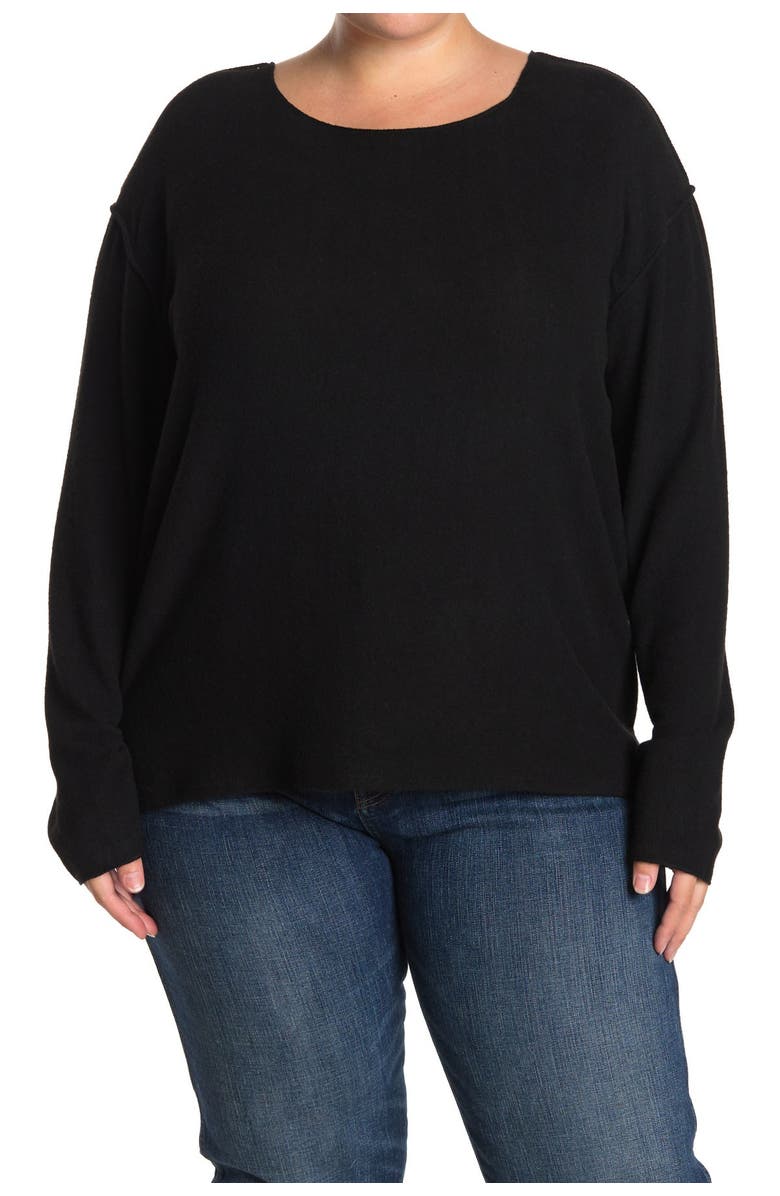 Sweet Romeo Exposed Seam Crew Neck Sweater, Alternate, color,