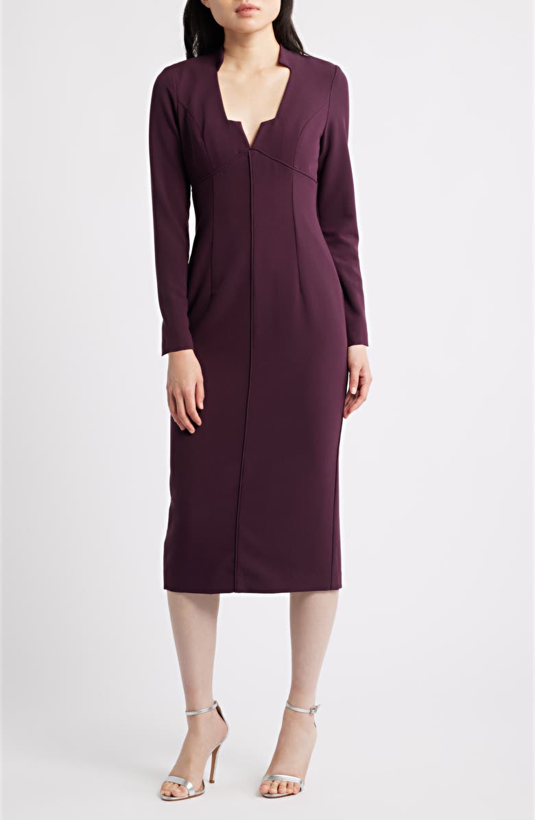 Black Halo Kylah Long Sleeve Midi Dress, Main, color, Oxblood
