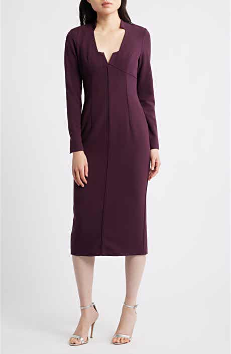 Black Halo Kylah Long Sleeve Midi Dress