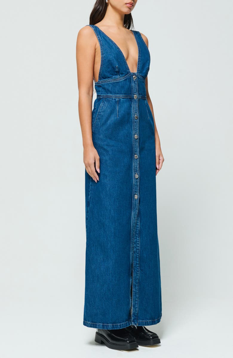 white christmas dresses Edgy Era Denim Strapless Midi Dress – VICI main image 0