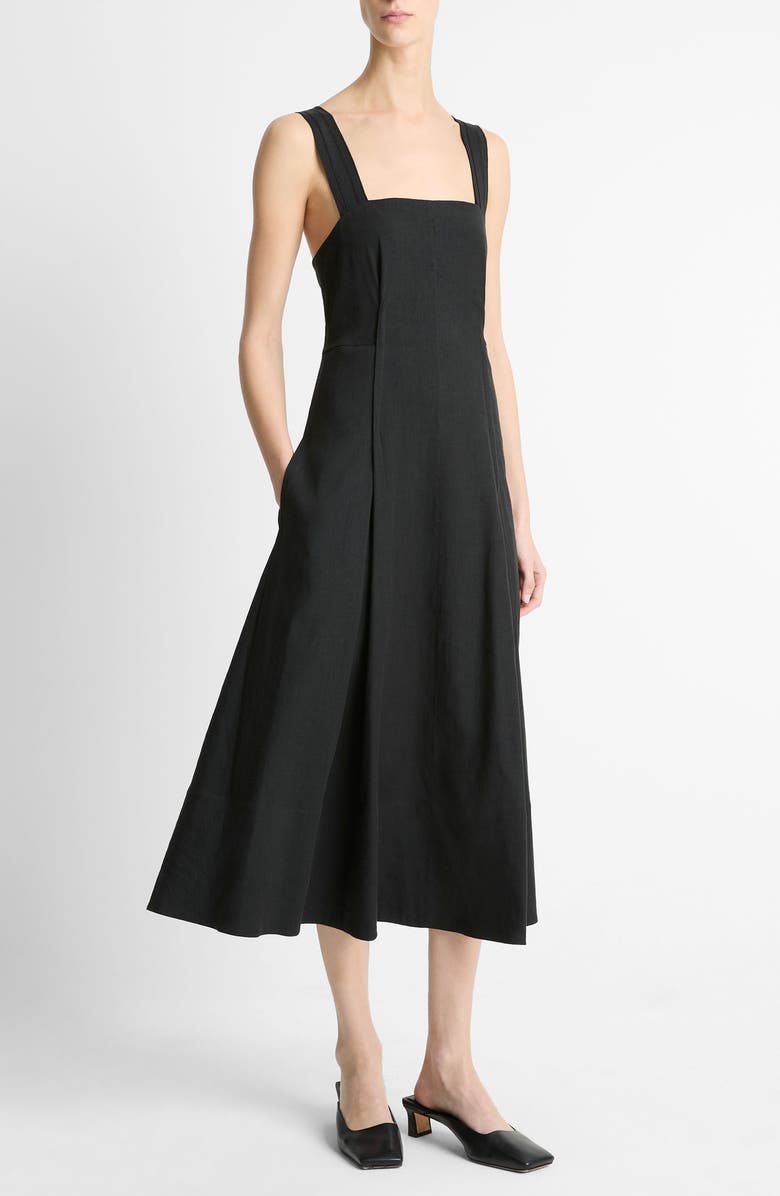 Vince Square Neck Midi Dress, Alternate, color, Black