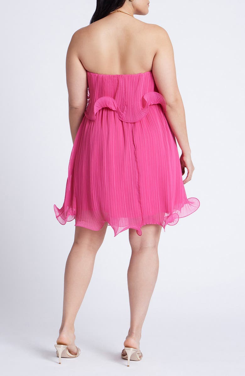 ELOQUII Ruffle Hem Strapless Minidress, Alternate, color,