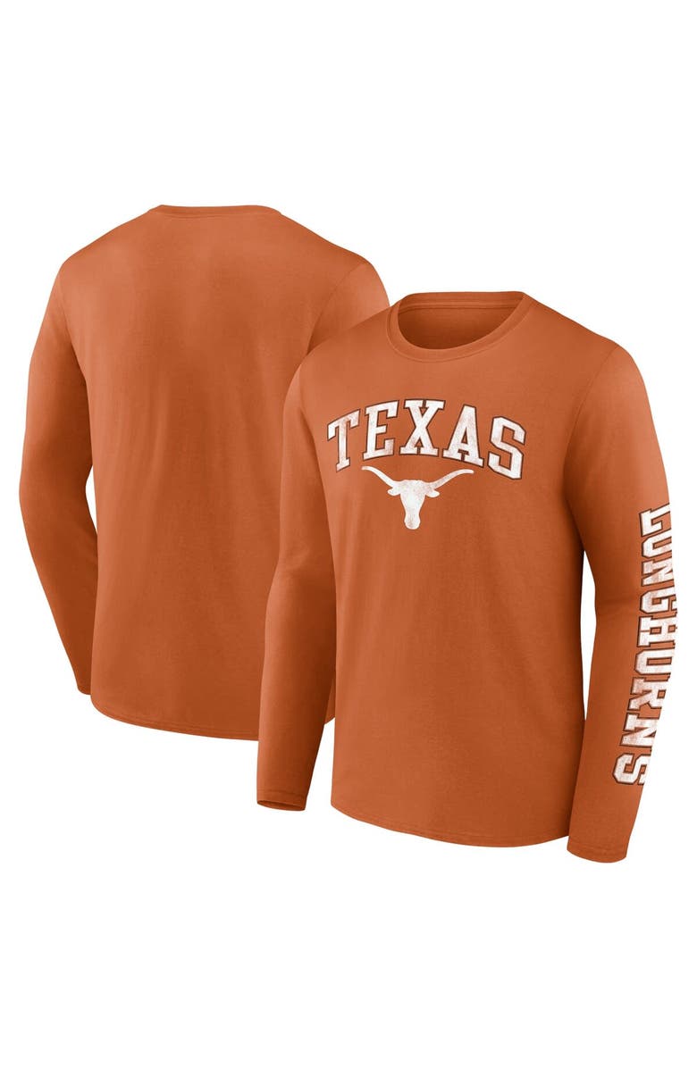 FANATICS Men's Fanatics Branded Texas Orange Texas Longhorns Distressed Arch Over Logo Long Sleeve T-Shirt, Alternate, color, 