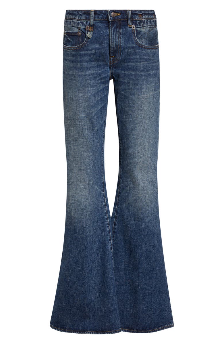R13 Overflow Boyfriend Flare Jeans, Alternate, color, Mire Blue Stretch