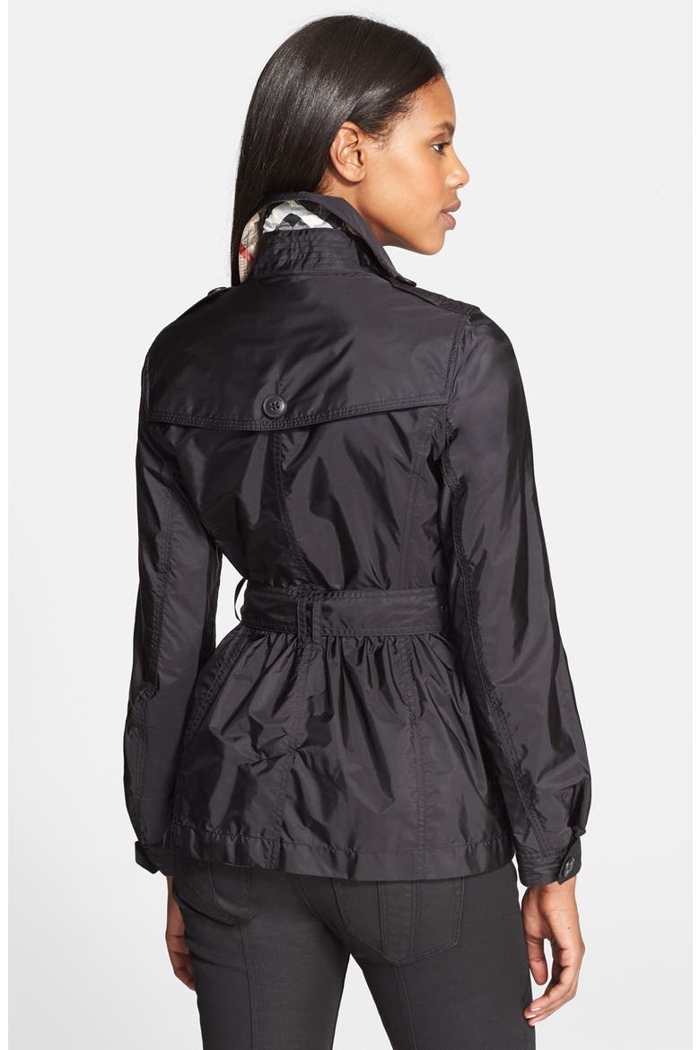 'Peasdale' Belted Short Trench Coat, Alternate, color, BLACK