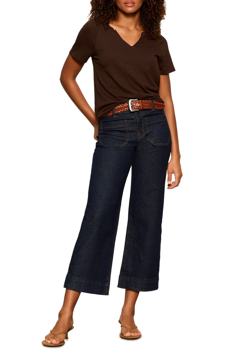 Notch V-Neck Cotton Blend T-Shirt, Alternate, color, RICH SOIL BROWN