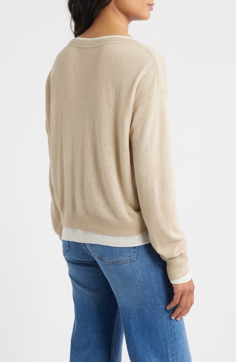 BOSS Femok Layered Wool Blend Sweater, Alternate, color, Beige