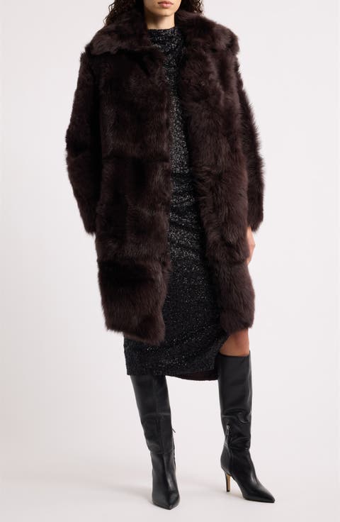 Soscana Genuine Shearling Midi Coat