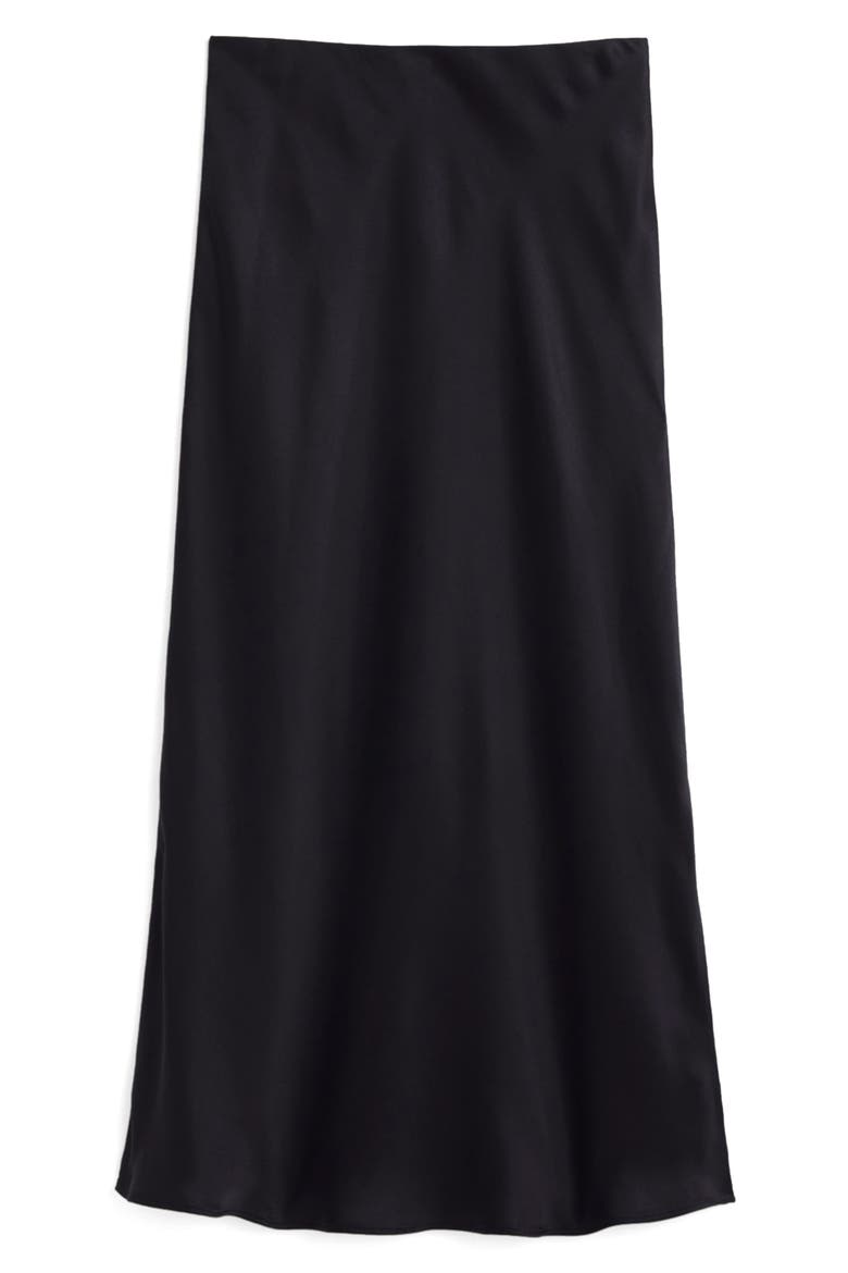 Satin Midi Slip Skirt, Alternate, color, JET BLACK