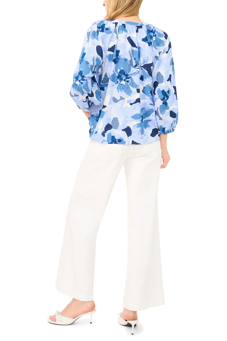 Floral Raglan Balloon Sleeve Button-Up Top, Alternate, color, MOONLIGHT BLUE