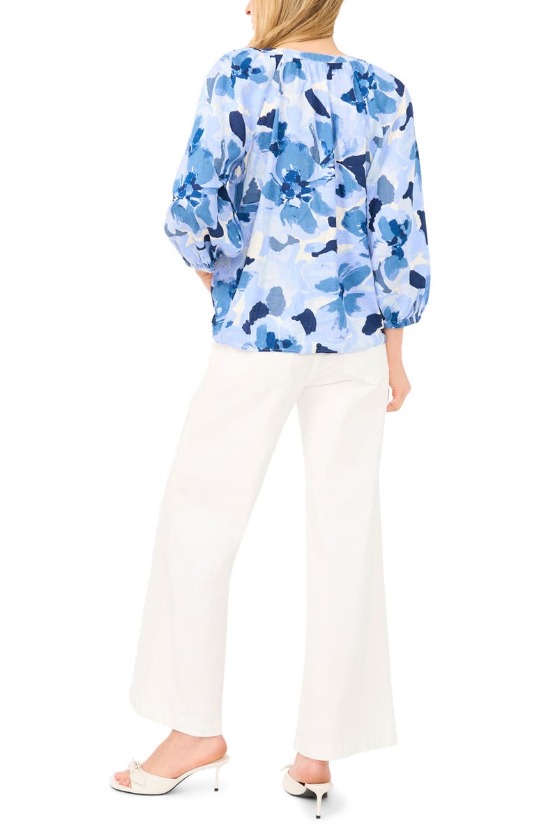 Halogen<sup>®</sup> Floral Raglan Balloon Sleeve Button-Up Top, Alternate, color, Moonlight Blue
