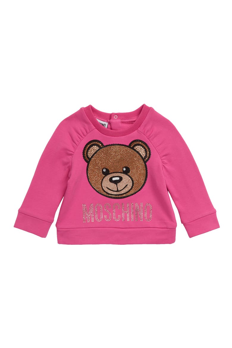 Sequin Bear Logo Sweatshirt, Main, color, FUXIA
