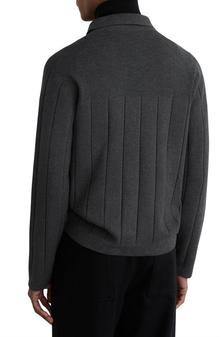 Cassius Wide Rib Zip Cardigan, Alternate, color, CHARCOAL MELANG