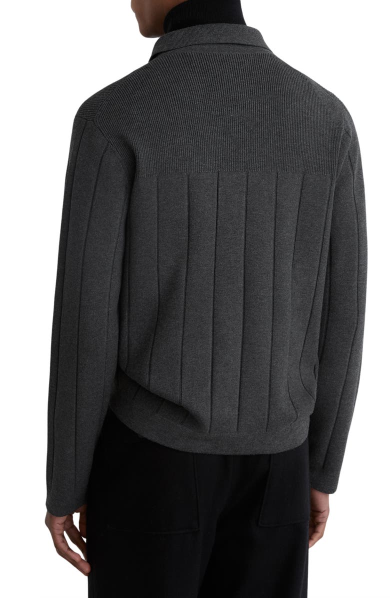 Reiss Cassius Wide Rib Zip Cardigan, Alternate, color, Charcoal Melang