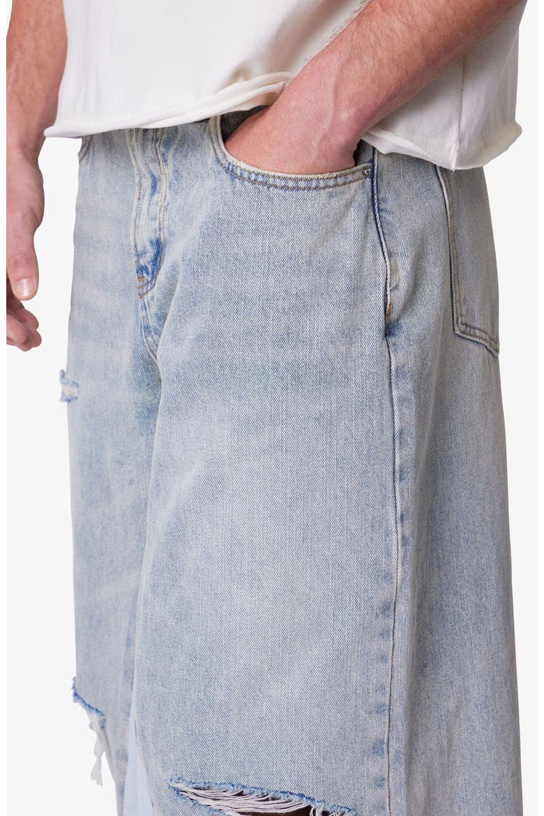 Distressed Panel Denim Shorts, Alternate, color, WASHED LIGHT BLUE