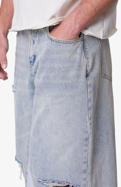 Mnml Distressed Panel Denim Shorts In Blue
