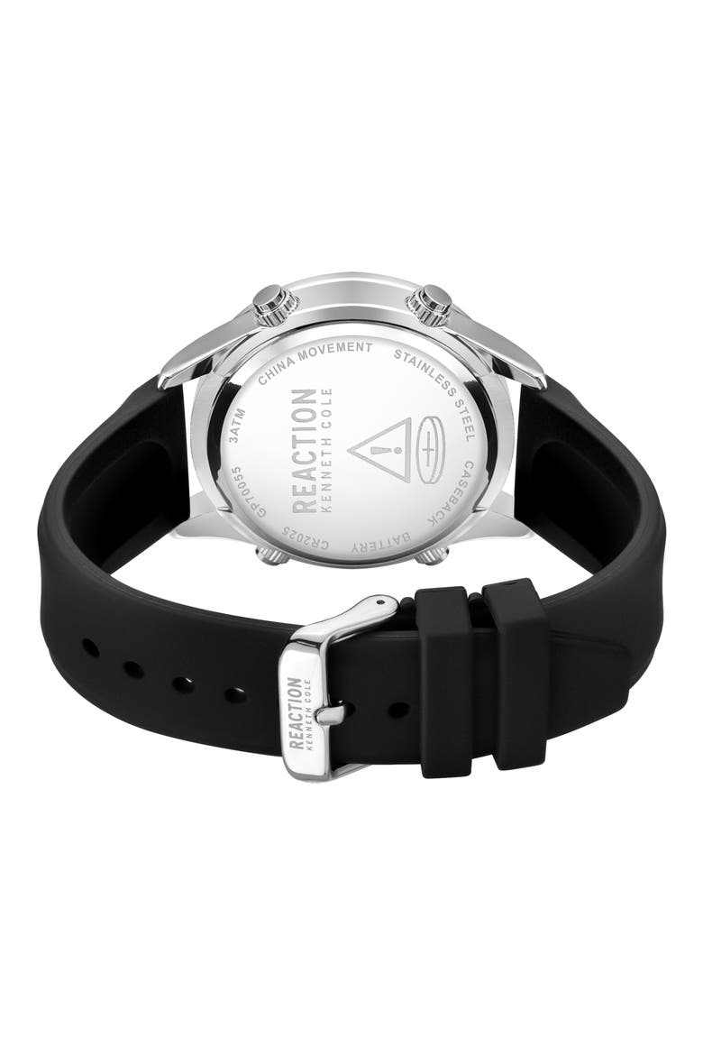 Silicone Strap Digital Watch, 47mm, Alternate, color, BLACK