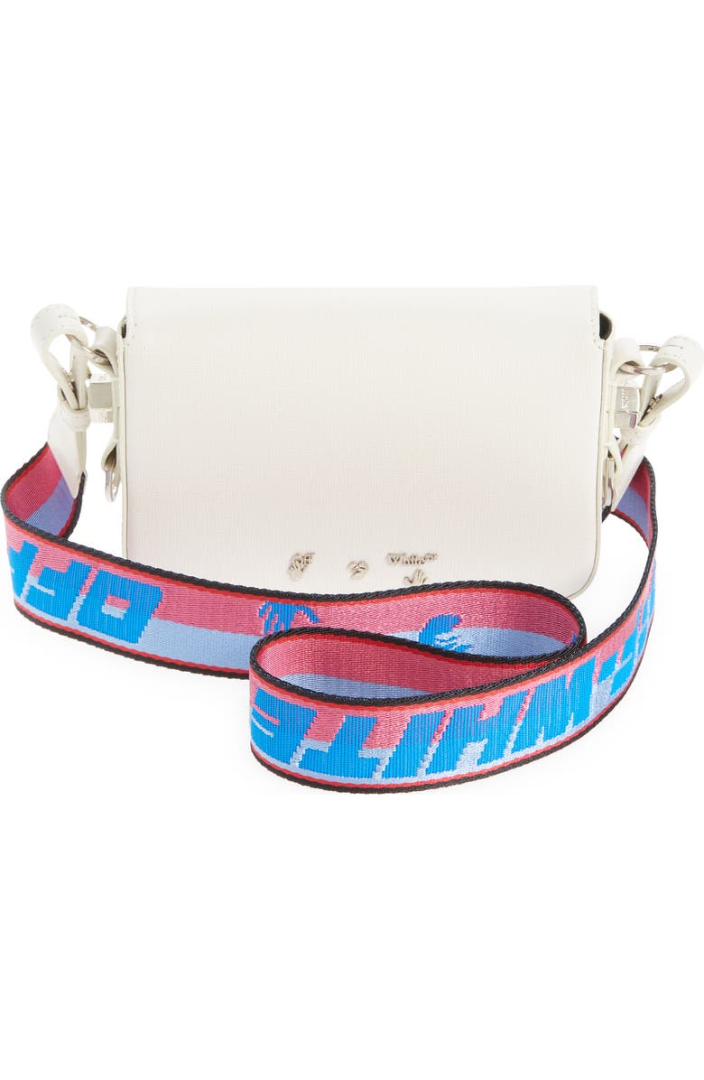 Off-White Mini Diagonal Stripe Saffiano Leather Flap Bag, Alternate, color,