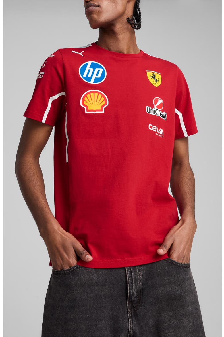 Scuderia Ferrari Team Cotton Graphic T-Shirt, Main, color, DARK CHERRY
