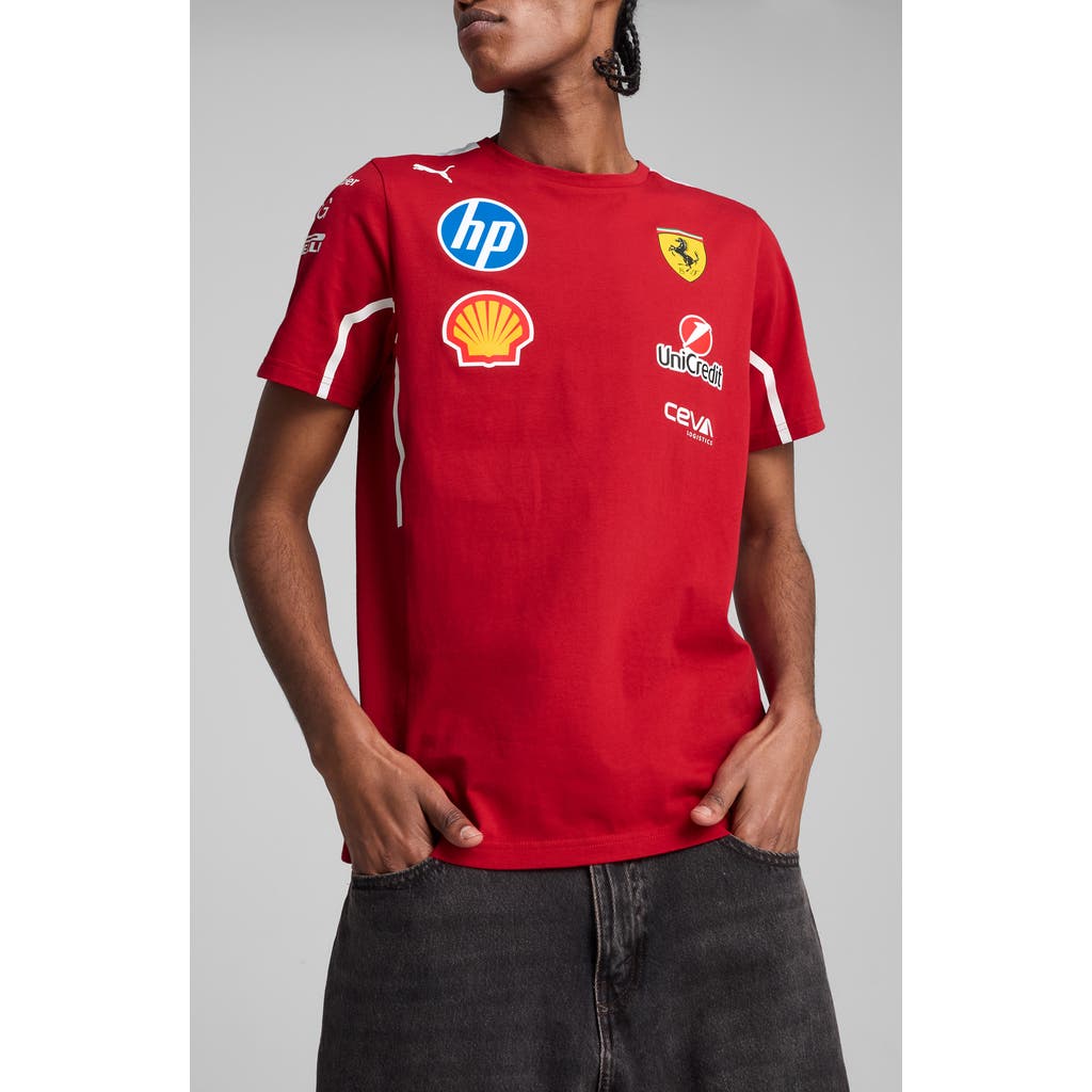Puma Scuderia Ferrari Team Cotton Graphic T-shirt In Red