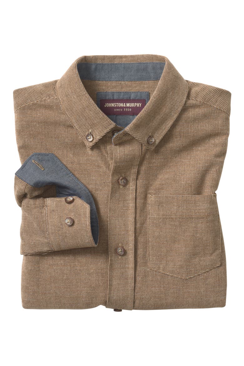 Kids' Textured Corduroy Button-Down Shirt, Alternate, color, BROWN