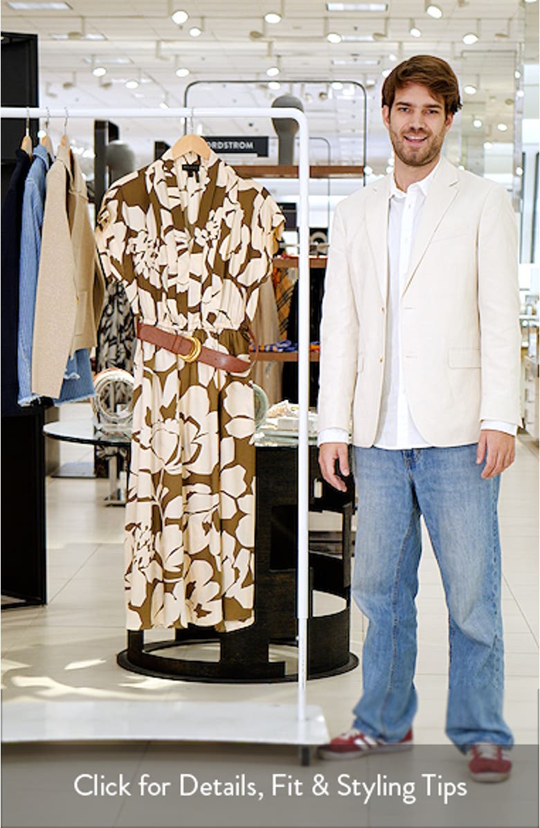 Floral Short Sleeve Belted A-Line Midi Dress, sales video thumbnail