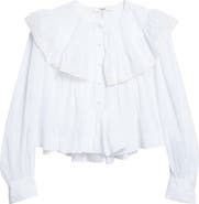Chloé Lace Trim Cotton Pullover Shirt