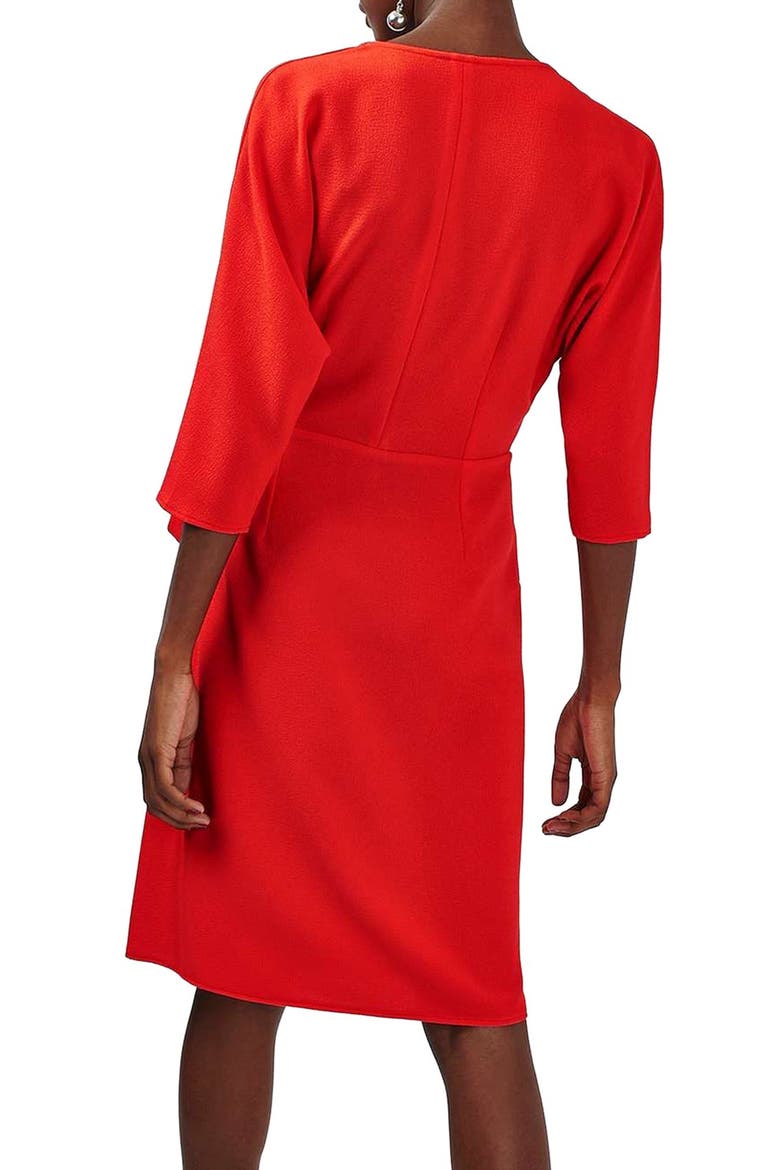 Dolman Sleeve Wrap Midi Dress, Alternate, color, RED