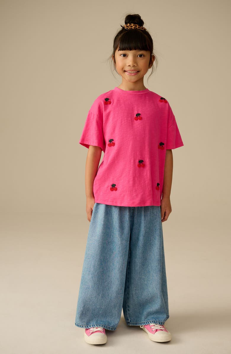 NEXT Kids' Beaded Cherry Cotton T-Shirt, Alternate, color, Red